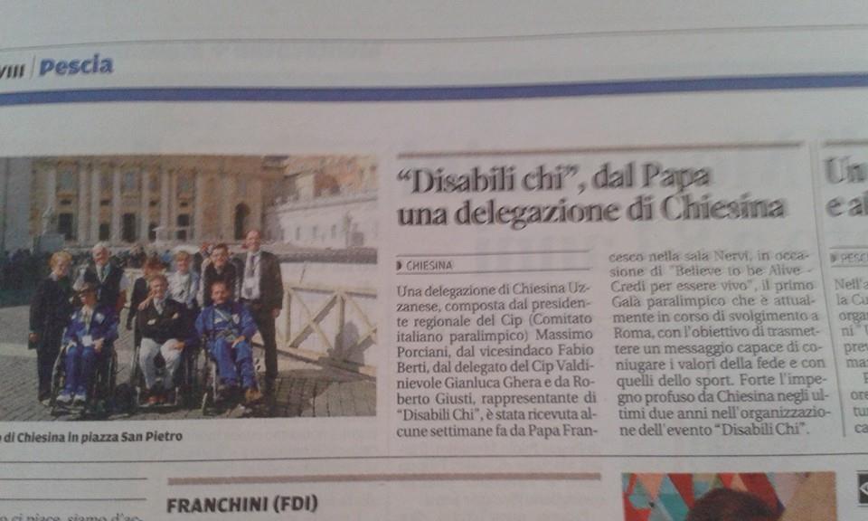 Disabile Chi??!!, dal Papa una delegazione di Chiesina